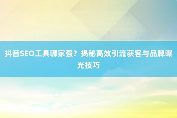 抖音SEO工具哪家强？揭秘高效引流获客与品牌曝光技巧