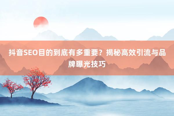 抖音SEO目的到底有多重要？揭秘高效引流与品牌曝光技巧